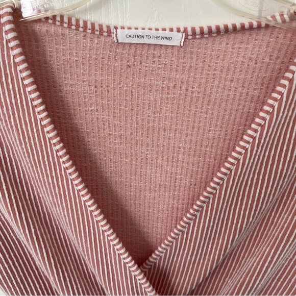 CAUTION TO THE WIND Striped Faux Wrap Blouse | XS - Picture 3 of 5